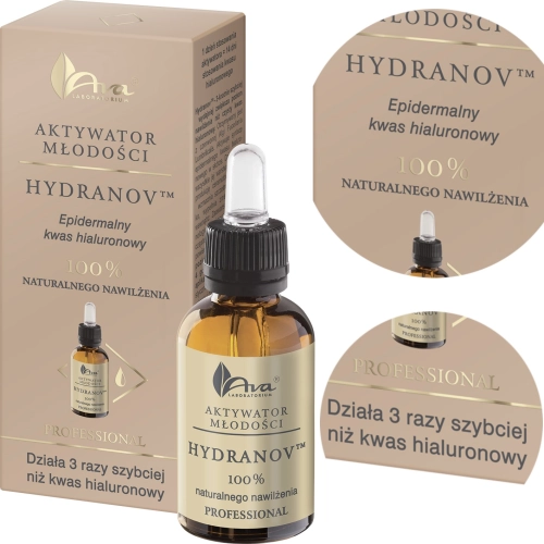 Aktywator Młodości Hydranov - Epidermalny kwas hialuronowy 100% naturalnego nawilżenia 30 ml