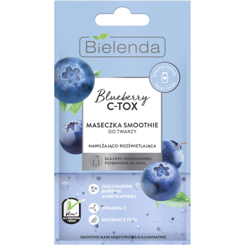 Bielenda Blueberry Maseczka do Twarzy Smoothie Nawilżająco Rozświetlająca do Cery Pozbawionej Blasku 8 g