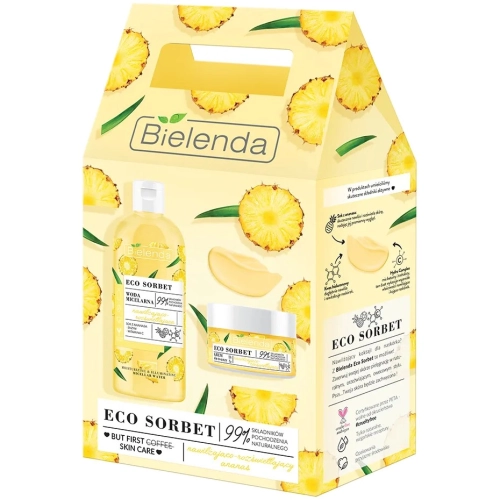 Bielenda Zestaw Prezentowy Eco Sorbet Ananas Woda Micelarna 500 ml Krem do Twarzy 50 ml