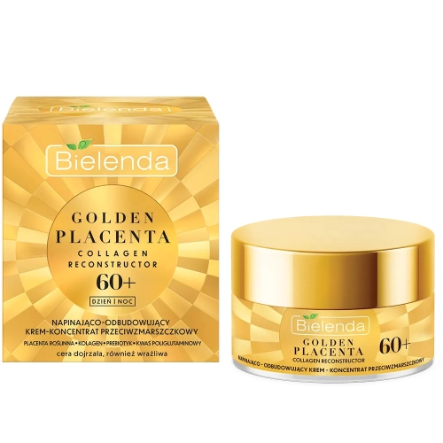 Bielenda Golden Placenta Collagen Napinająco Odbudowujący Krem Koncentrat Przeciwzmarszczkowy 60 + na Dzień i Noc 50 ml