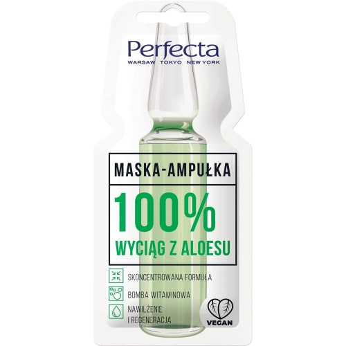 Perfecta Maska Ampułka 100% do Twarzy Wyciąg z Aloesu Nawilża i Regeneruje 8 ml