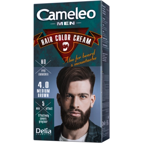 Delia Cameleo Farba do Włosów i Brody dla Mężczyzn 4.0 Średni Brąz 30 ml