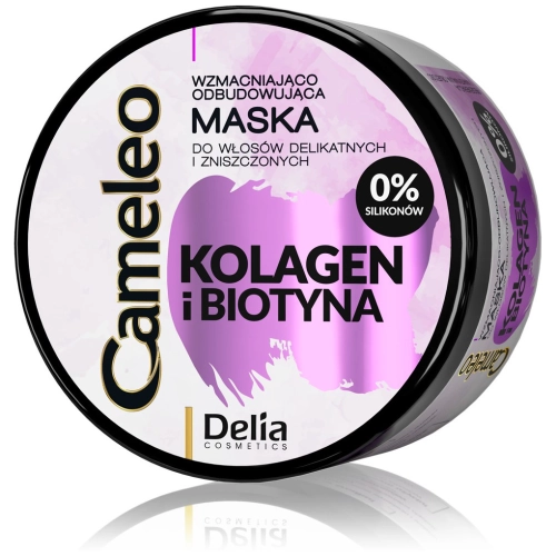 Delia KOLAGEN I BIOTYNA Maska Wzmacniająca Odbudowująca bez Silikonów do Włosów Delikatnych i Zniszczonych 200 ml