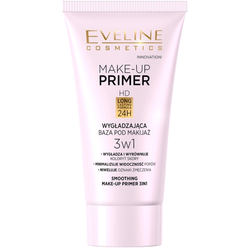 Eveline Make - Up Primer Baza Wygładzająca pod Makijaż 3w1 Wygładza Wyrównuje Koloryt Skóry Maskuje Pory i Oznaki Zmęcze