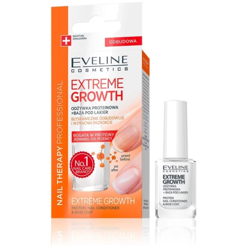 Eveline Nail Extreme Growth Odżywka Proteinowa + Baza do Paznokci 12 ml