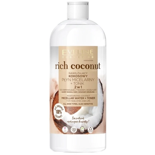 Eveline Rich Coconut Nawilżający Kokosowy Płyn Micelarny i Tonik 500 ml