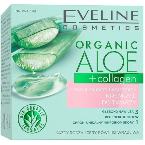 Eveline Organic Aloe+Collagen Nawilżająco Łagodzący Krem Żel do Twarzy 50 ml