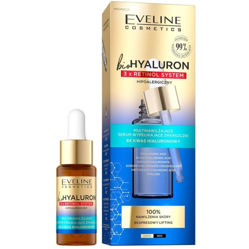 Eveline BioHyaluron Retinol o Potrójnej Mocy Multinaprawcze Serum do Twarzy Silnie Przeciwzmarszczkowe 18 ml