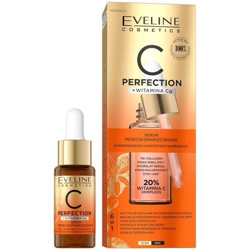 Eveline PERFECTION Serum Odmładzające na Zmarszczki Witamina C 20% Nawilża Ujędrnia 18 ml