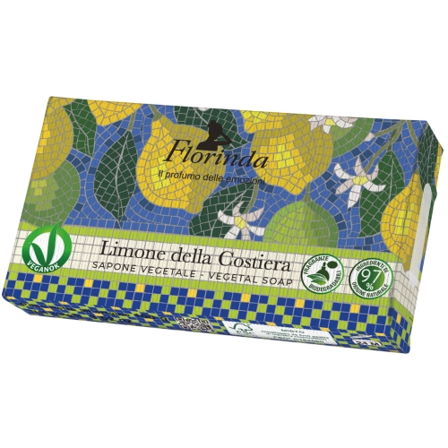 Florinda Mosaico Mydło Roślinne w Kostce Ręcznie Robione Perfumowane Przybrzeżna Cytryna 100 g