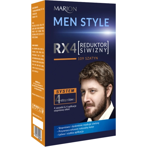 MARION MEN STYLE 4 Stopniowy Reduktor Siwizny dla Mężczyzn Szatyn 4 x 15 ml/op