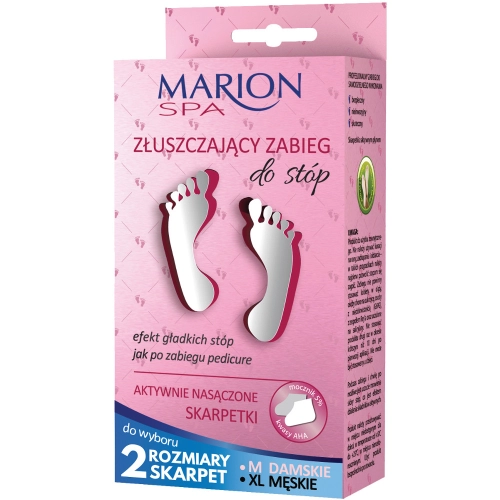 MARION SPA Złuszczający Zabieg do Stóp - Efekt Gładkich Stóp Nasączone Skarpetki Mocznik 5% Kwasy AHA 2 x 20 ml