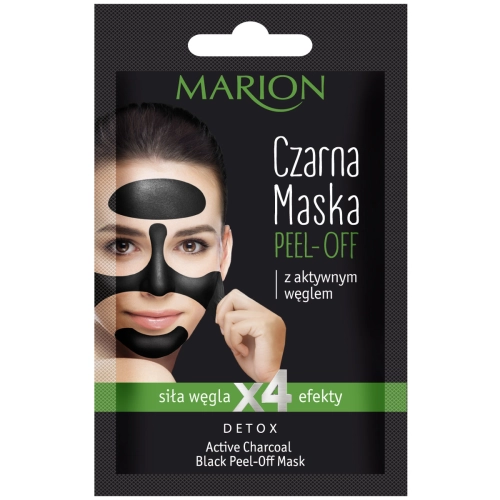 Marion Detox Maska Czarna Peel-Off z Aktywnym Węglem do Cery Tłustej, Trądzikowej i Mieszanej 6 g