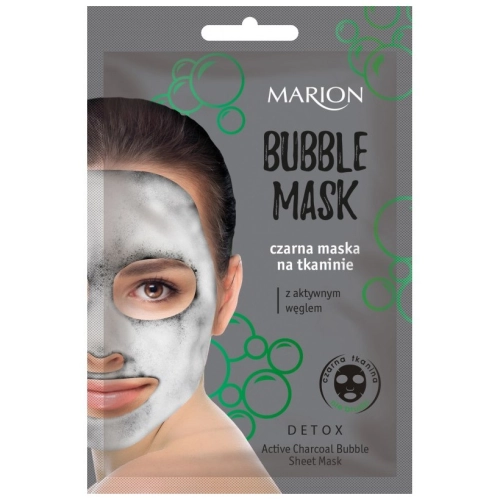 Marion Bubble Czarna Maska do Twarzy na Tkaninie z Aktywnym Węglem Wyrównuje Koloryt 1 szt