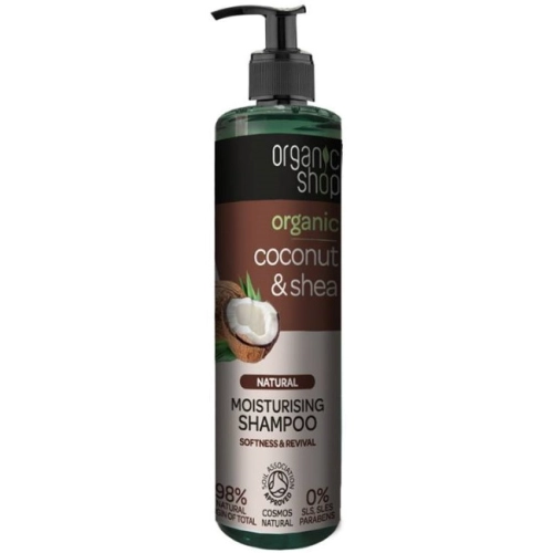 Szampon Nawilżający do Włosów Organiczny Kokos i Shea - Miękkość i Pobudzenie 280 ml