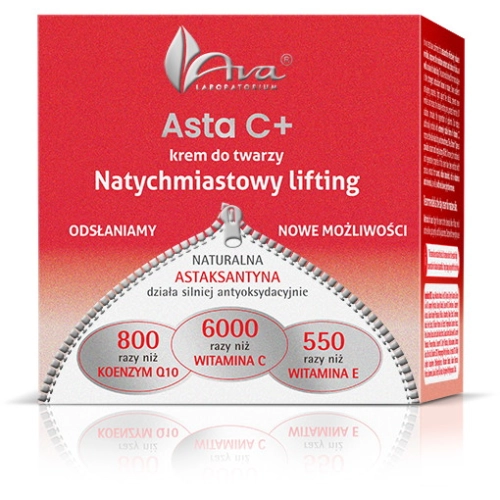 ASTA C+ Krem Natychmiastowy Lifting Zmniejsza Zmarszczki i Nawilża 50 ml AVA