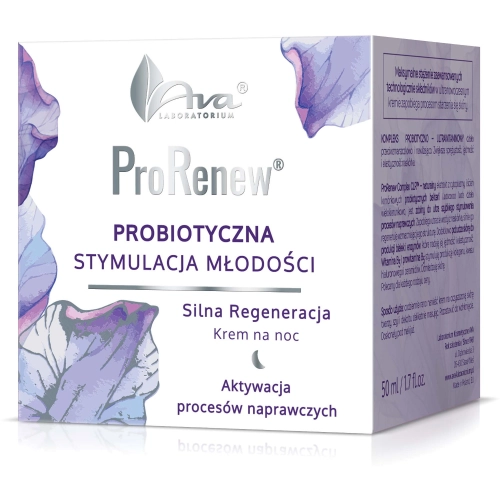 AVA PRORENEW Krem na Noc do Twarzy Probiotyczna Stymulacja Młodości Odbudowa i Regeneracja Skóry 50 ml