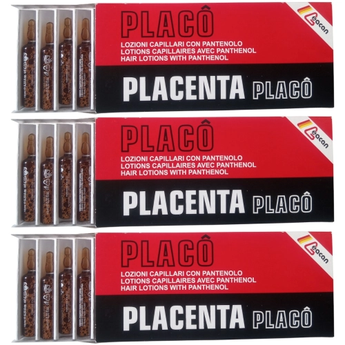 Zestaw 3 Opakowań Placo Placenta Ampułki na Porost Włosów 12szt. x 10ml
