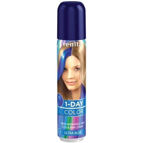 Venita Spray do Włosów 1 Day Color 12 Ultra Blue Szafirowy Błękit 50 ml