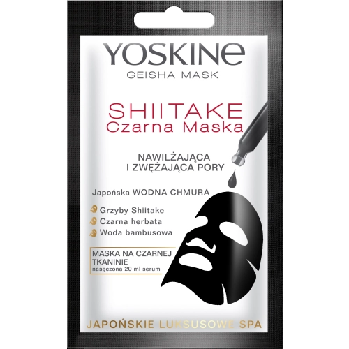 Yoskine Geisha Mask Shiitake Czarna Maska Na Tkaninie Nawilżająca I Zwężająca Pory 20ml