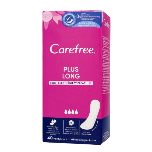 Carefree Plus Long Wkładki Higieniczne Fresh Scent - Świeży Zapach 1op.-40szt