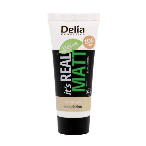 Delia Cosmetics It`S Real Matt Podkład Matujący Odżywczo-Nawilżający Nr 106 Coffee 30ml