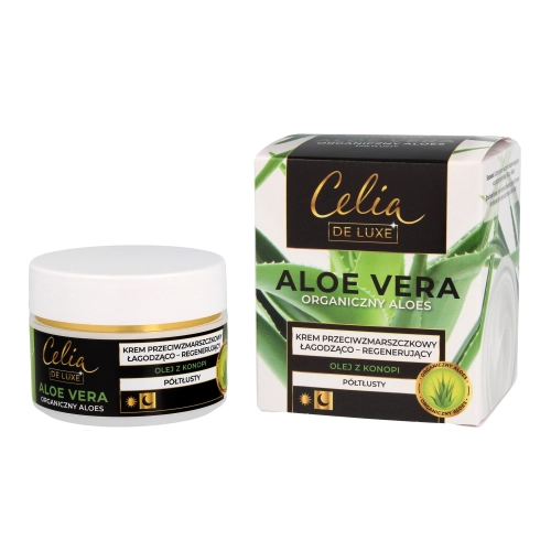 Celia De Luxe Aloe Vera Półtłusty Krem Przeciwzmarszczkowy Łagodząco-Regenerujący Na Dzień I Noc 50ml
