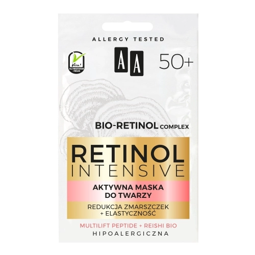 Aa Retinol Intensive 50+ Aktywna Maska Do Twarzy - Redukcja Zmarszczek + Elastyczność 5mlx2