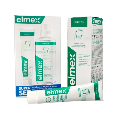 Elmex Sensitive Kaseta - Pasta do Zębów 75ml + Płyn do Płukania Ust 400ml