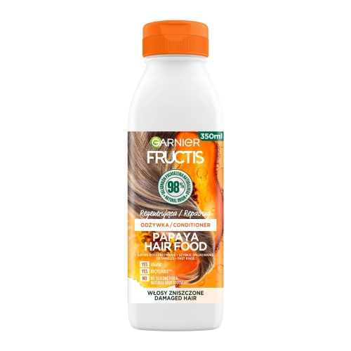 Fructis Hair Food Papaya Odżywka Regenerująca Do Włosów Zniszczonych 350ml