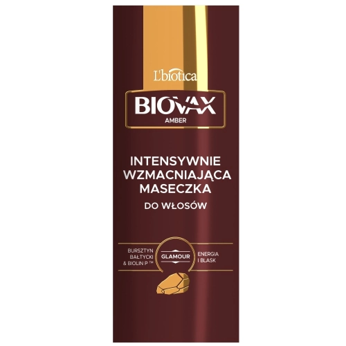 L`Biotica Biovax Glamour Amber Maseczka Do Włosów Intensywnie Wzmacniająca - Bursztyn Bałtycki Biolin P 150ml