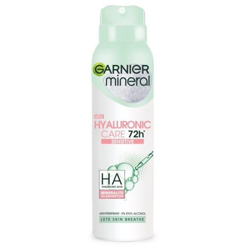Garnier Mineral Dezodorant W Sprayu 72h Hyaluronic Care - Sensitive 150ml