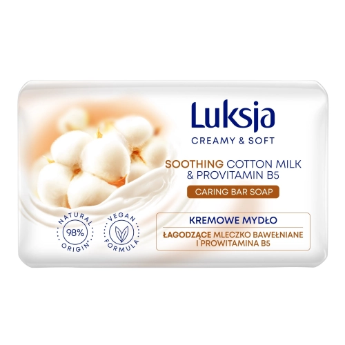 Luksja Creamy Soft Łagodzące Kremowe Mydło W Kostce Mleczko Bawełniane Prowitamina B5 90g
