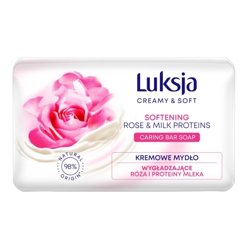 Luksja Creamy Soft Wygładzające Kremowe Mydło W Kostce Róża Proteiny Mleka 90g