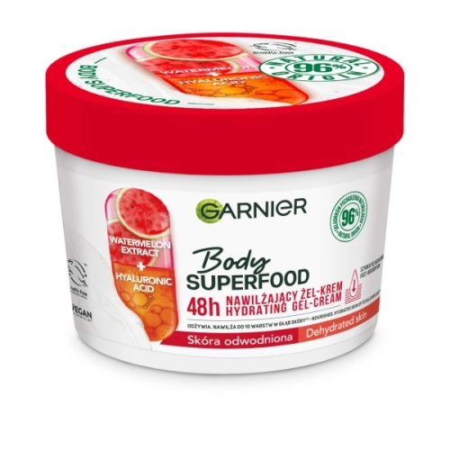 Garnier Body Superfood Nawilżający Żel-Krem Do Ciała Watermelon Extract+Hyaluronic Acid - Skóra Odwodniona 380ml