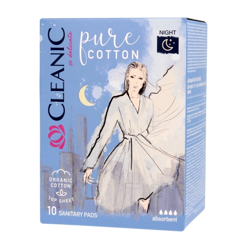 Cleanic Pure Cotton Podpaski Higieniczne Organic - Na Noc 1op.-10szt