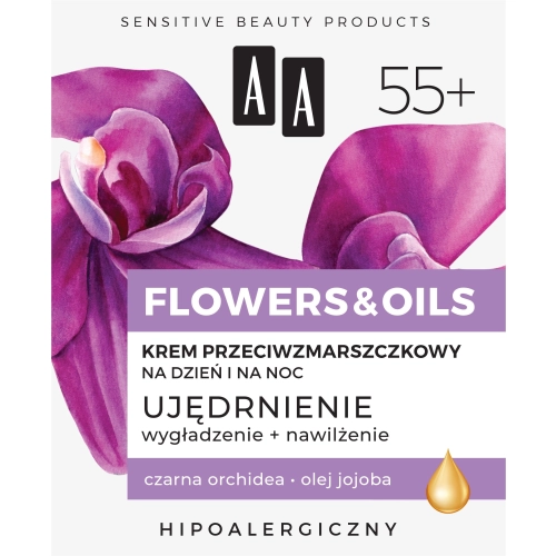 AA Flowers Oils 55+ Krem Przeciwzmarszczkowy Na Dzień i Na Noc - Ujędrnienie 50ml
