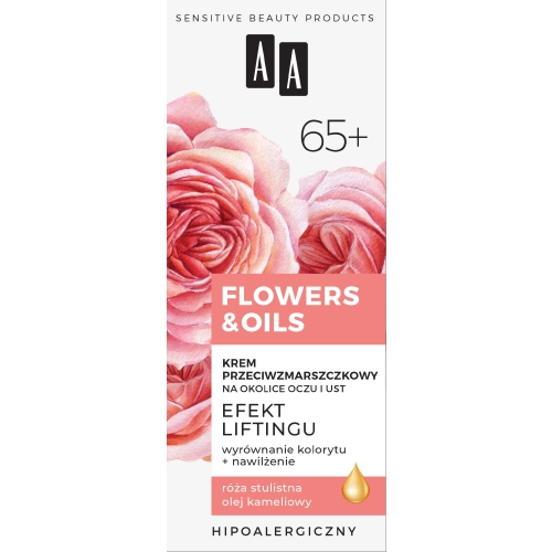 Aa Flowers Oils 65+ Krem Przeciwzmarszczkowy Na Okolice Oczu i Ust - Efekt Liftingu 15ml