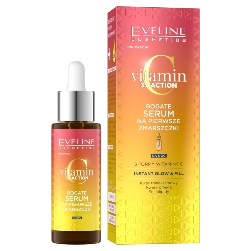 Eveline Vitamin C 3xaction Bogate Serum Na Pierwsze Zmarszczki Na Noc 30ml