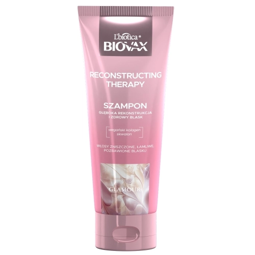L`Biotica Biovax glamour Szampon Reconstructing Therapy - do Włosów Zniszczonych,Łamliwych i Pozbawionych Blasku 200ml