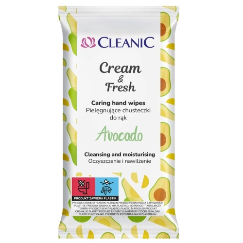 Cleanic Pielęgnujące Chusteczki Do Rąk Cream Fresh - Avocado 1op-15szt