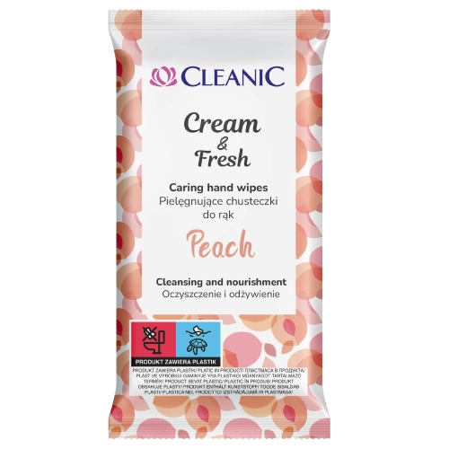 Cleanic Pielęgnujące Chusteczki Do Rąk Cream Fresh - Peach 1op-15szt
