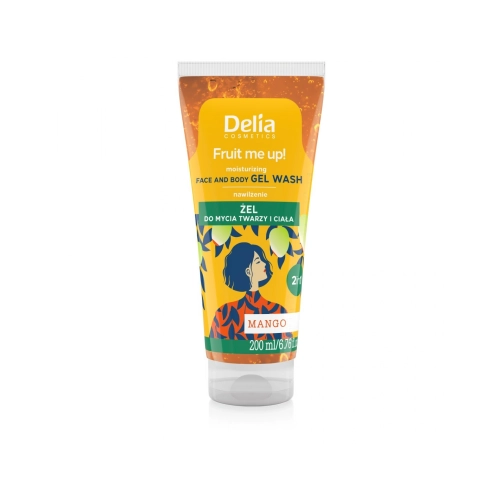 Delia Cosmetics Fruit Me Up! Nawilżający Żel Do Mycia Twarzy i Ciała 2w1 - Mango 200ml