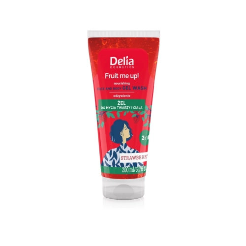 Delia Cosmetics Fruit Me Up! Odżywczy Żel Do Mycia Twarzy i Ciała 2w1 - Truskawka 200ml
