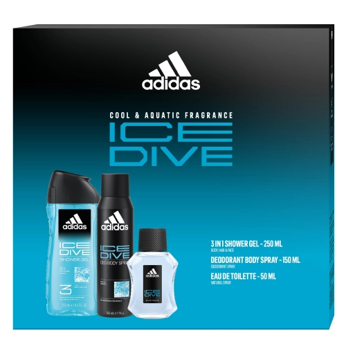 Adidas Zestaw Prezentowy Ice Dive (Woda Toaletowa 50ml+Dezodorant Spray 150ml+Żel Pod Prysznic 3w1)