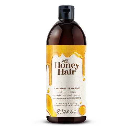 Barwa Cosmetics Honey Hair Łagodny Szampon Nawilżająco-Kojący do Włosów Normalnych i Suchych 480ml