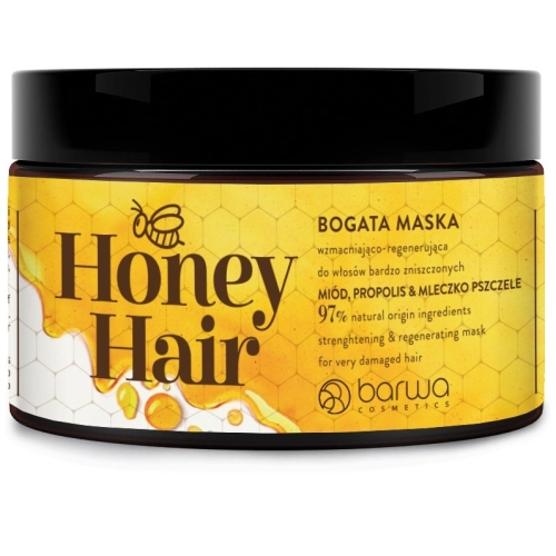 Barwa Cosmetics Honey Hair Bogata Maska Wzmacniająco-Regenerująca do Włosów Bardzo Zniszczonych 220ml