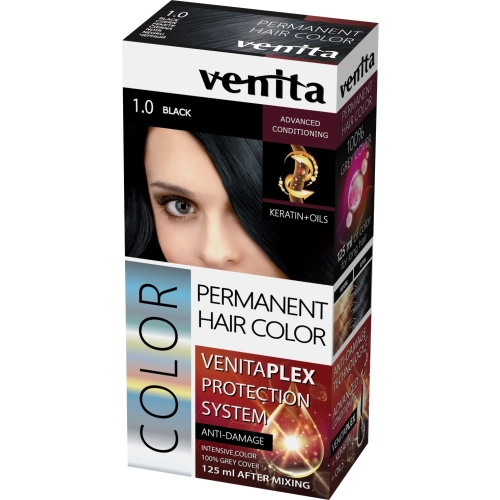 Venita Color Farba Do Włosów Venita Plex Nr 1.0 Black 1op.