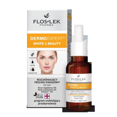 Floslek Dermo Expert White Beauty Rozjaśniający Peeling Kwasowy Na Noc 30 ml