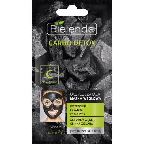 Bielenda Carbo Detox Czarny Węgiel Maska Oczyszczająca Do Cery Mieszanej I Tłustej 8g